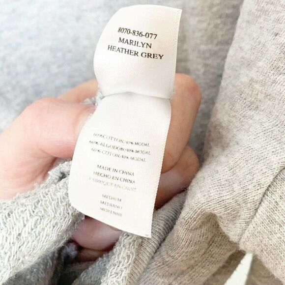 Rails Grey Heather Ruffle Tie Sleeve Crew Neck Marilyn Top Size Medium - Picture 7 of 8